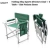 Sun Leisure Folding Alloy Sports Directors Chair Side Table Side Pockets Green