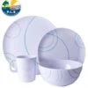 Pennine Turquoise SWIRL Melamine 16 Piece Dinner Set – Caravan Motorhome