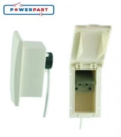 External 13 Amp Socket Box TND 240V Caravan Motorhome Campervan PO139 White