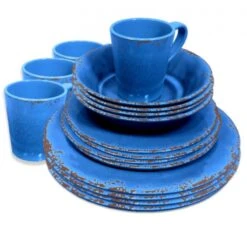 Crusader Rustic Melamine Set 16 Piece Azure Blue