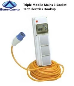 Sunncamp Triple Mobile Mains 3 Socket Tent Electrics Hookup – 20m Cable MA5050 -Camping Online 8931B