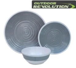 Outdoor Revolution 12 Piece Grey Melamine Picnic Tableware Set -Camping Online 8998911