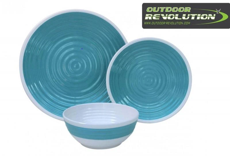 Outdoor Revolution 12 Piece Melamine Tableware Set Pastel Blue 4 Outdoor Revolution 12 Piece Melamine Tableware Set Pastel Blue - Image 4