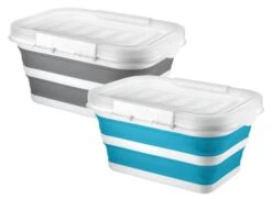 Quest Collapsible Storage Basket With Lid Grey / White